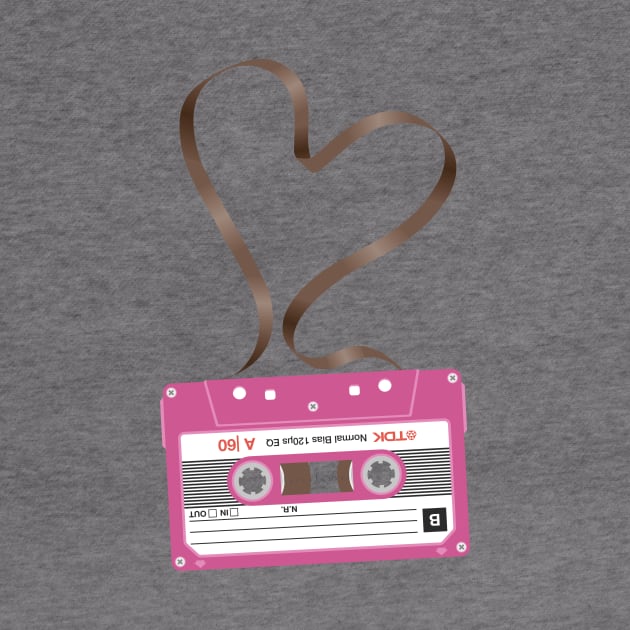 Pink Mix Cassette Tape Love Heart by Biglime